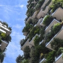 Example of buildings incorporating green infrastructure, trees and bushes growing from balconies