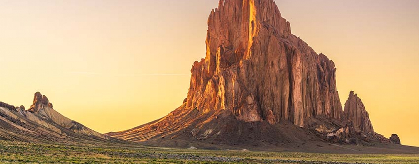Shiprock rock formation near Denetclaw’s hometown in New Mexico