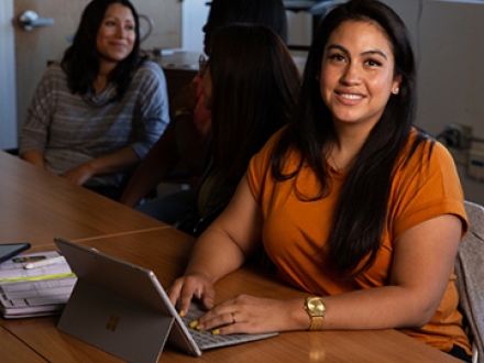 A student with her laptop