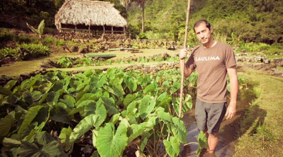 Kawika Winter in field in Hawaii